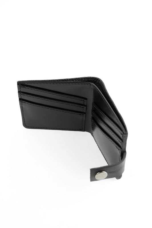 Шкіряний гаманець гаманець біфолд на кнопці Classic V чорний