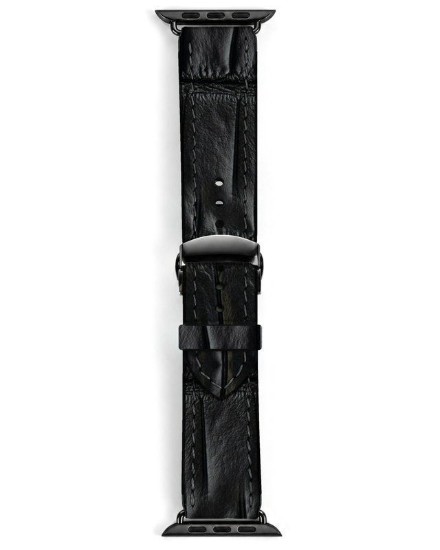 Ремешок для Apple Watch из натуральной кожи крокодила croco black