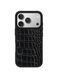 Чохол для iPhone зі шкіри під крокодила Cayman black