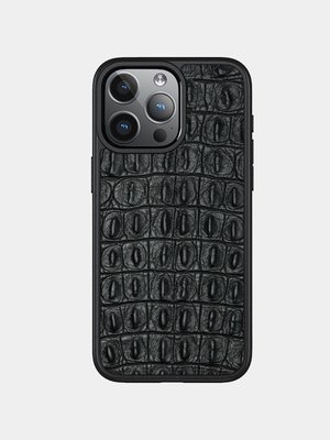 Чохол для iPhone зі шкіри під крокодила Beliz black