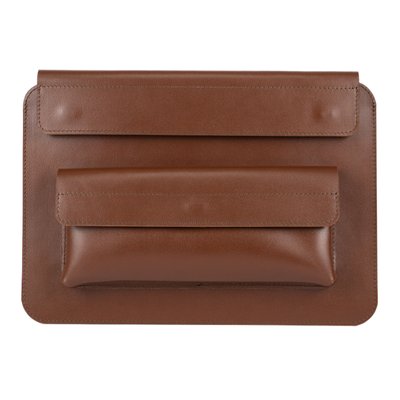 Кожаный чехол для ноутбука 13"-14" коричневый с карманом