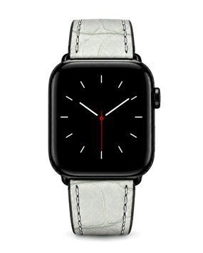 Ремінець для Apple Watch зі шкіри під крокодила Cayman white