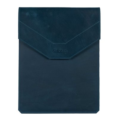 Кожаный чехол для ноутбука 13"-14" синий винтажный