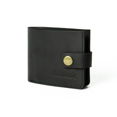 Шкіряний гаманець біфолд на кнопці Classic чорний вінтажний
