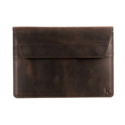 Кожаный чехол для ноутбука 13"-14" темно-коричневый винтажный