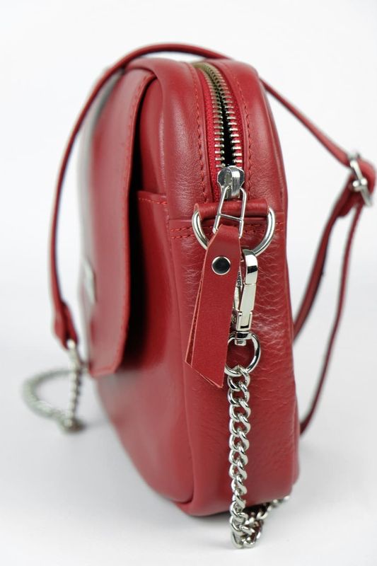 Сумка жіноча шкіряна через плече. Маленька червона сумка клатч. Крос боді з натуральної шкіри. Crystal