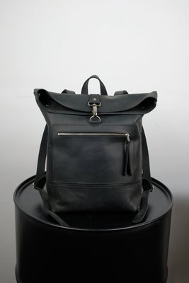 Кожаный винтажный рюкзак черный. Городской большой рюкзак для ноутбука или вещей из натуральной кожи. Shabby