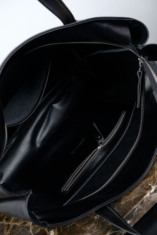 Жіноча шкіряна сумка чорний шоппер. Сумка тоут зі шкіри на плече. Air