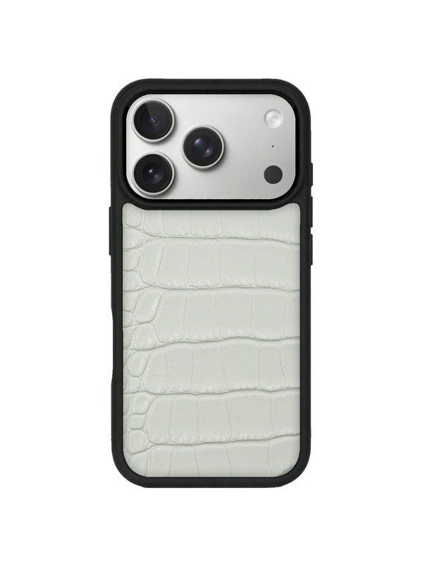 Чохол для iPhone зі шкіри під крокодила Cayman white