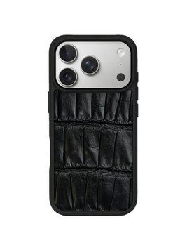 Чохол для iPhone з натуральної шкіри крокодила croco black
